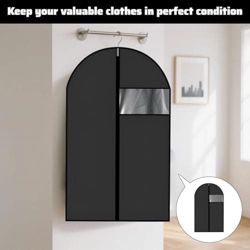 2 PCS Suit Covers for Men,Foldable Dress Bags,Suit Carriers for Men with Clear Window Black Zipper,Reusable Clothes Covers for Dress,Coat,Jacket,Pullover(60 * 100 cm) — view 5