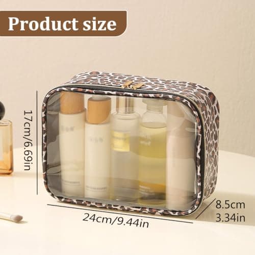 KASESSS Leopard Print Clear Toiletry Bag PVC Transparent Travel Wash Bag — view 2