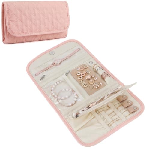 Kideerly Travel Jewellery Organiser, Roll Travel Jewellery Pouch Case Large Capacity Foldable For Multiple Necklaces, Rings, Bracelets, Earrings, Jewellery Travel Pouch
