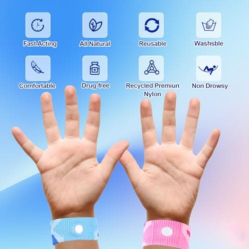 SZSTYYP Motion Sickness Bands for Kids Cruise Travel Essentials Anti-Nausea Acupressure Wristband for Morning Car Sea Sickness Wristbands for Kids (2 Pairs Purple)…… — view 5