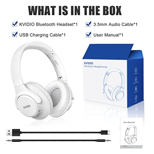 KVIDIO Bluetooth Headphones Wireless Over Ear 65h Battery Wired & Wireless — view 6