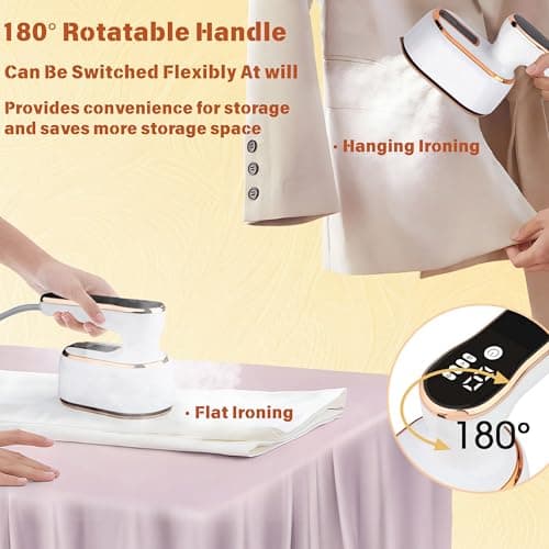 Hoorayeah Travel Iron - Steam Iron - Travel Steamer with LCD Screen - 3 Levels Mini Steamer - Steam Generator Iron for Travel & Home Use — view 5