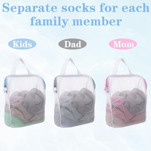 3 Pack 3D Mesh Laundry Bags with Hanging Handles, Durable Zippered Wash Bags for Washing Machine, Mesh Hanging Laundry Bags for Clothes Delicates Lingerie — view 3