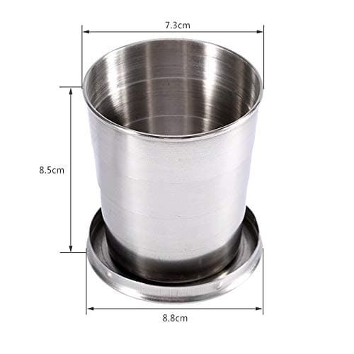 Stainless Steel Folding Cup - Camping Mug Collapsible Drink Glass Tumbler with Lids Keychain for Outdoor Travel Camping Hiking Fishing Mountaineering,Retractable Telescopic Portable (Size : L) — view 2