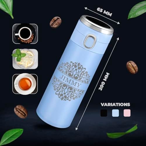 Maverton Engraved Blue Travel Mug for dad, LED Temperature Display, Name — view 5