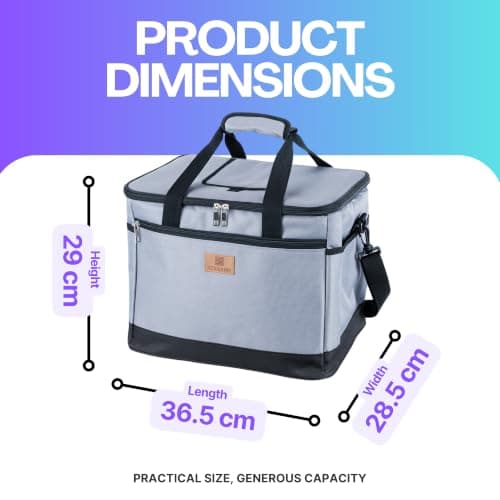 Straame 30L Cooler Bag, 30-Can Leakproof Foldable Cool Bag with Strap, Grey — view 3