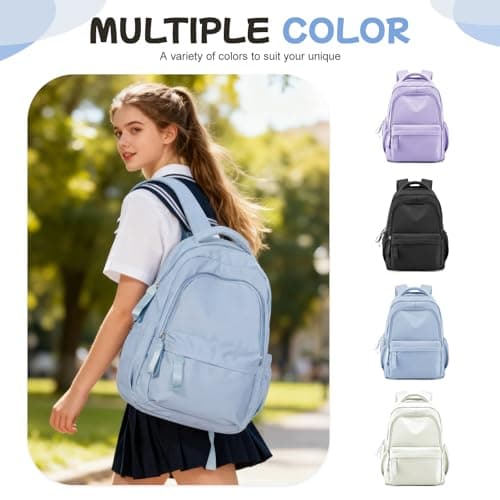 WEPLAN School Backpack School Bag for Teenage Girls Boys College Rucksack Lightweight Schoolbag Casual Backpack Dayback Women Bookbag College Waterproof 14 Inch Laptop Backpacks,C11-Sky Blue — view 2