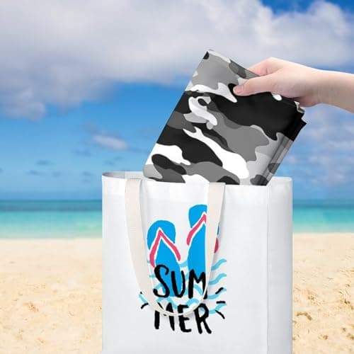 GHBNK Black Grey White Camo Beach Towel for Adults Oversized 31"x51" Pool Towel Sand Free Beachtowel Quick Dry Bath Towels Lightweight Absorbent Swim Towels for Travel, Swimming, Yoga, Camping — view 6