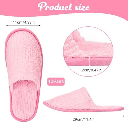 Defresit 6 Pairs Hotel Spa Slippers Closed Toe, Disposable Coral Velvet Travel Slippers for Guests, Non-Slip Spa Slipperss with Thick 9mm Soles for Spa, Parties, Swimming Pools, and Travel Use — view 4