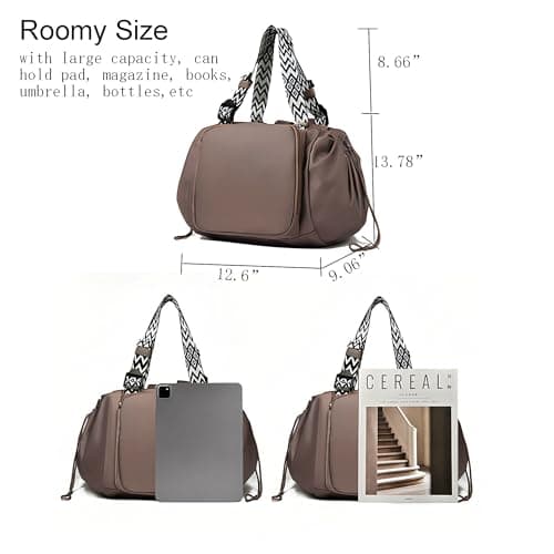 Fashowlife Tote Bag Large Capacity Lightweight Backpack with 15 Pockets Nylon Shoulder Bag for Car Travel Mother Bag, Khaki, L — view 3