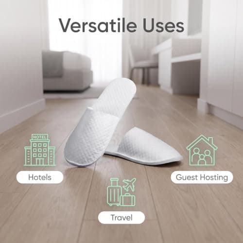 GXWzhanbo 6 Pairs White Disposable Hotel Shower Slippers Multipack, Indoor Footwear for Travel Spa Hospital Bathroom — view 5