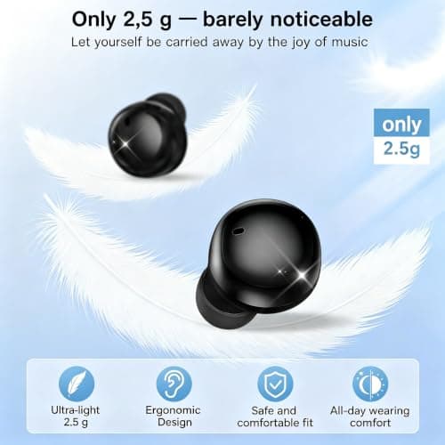 LESUN Mini Wireless Earbuds, 2-in-1 Day & Night, Sleek Design, Bluetooth 6.0 Headphones with HIFI Stereo Sound, Noise Cancellation for Work, Leisure, or Side Sleeping — view 2
