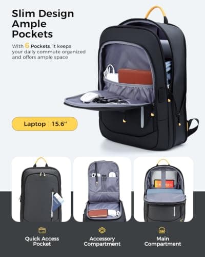 Lekespring Laptop Backpack for Men, 15.6 Inch Slim Business Travel Rucksack — view 4