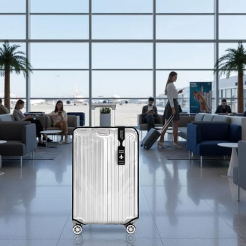 Gweichunon Clear Suitcase Cover 28 inch, Waterproof PVC 28 inch Suitcase Covers Protectors Luggage Cover, Transparent Luggage Protector with Tag, Anti-Scratch Protector for Wheeled Suitcases — view 5