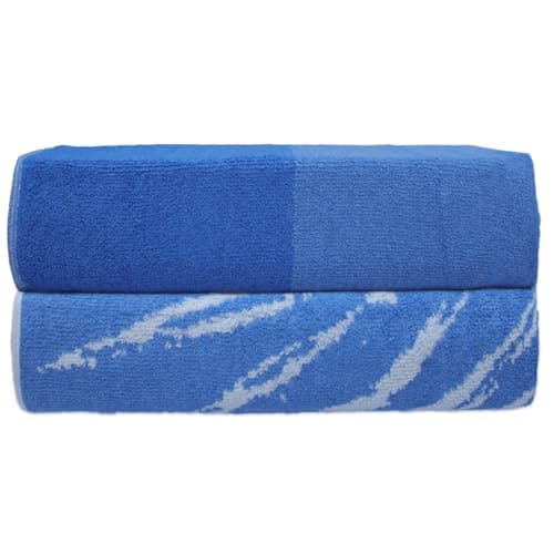 SweetNeedle Topical Palm Beach Towels for Adults Pack of 2 - Hawaii Blue - 100% Cotton Terry Ringspun Hotel Pool Bath Towel, Quick Dry, Low Lint, Super Absorbent Swim large towel, 76 x 152 cm