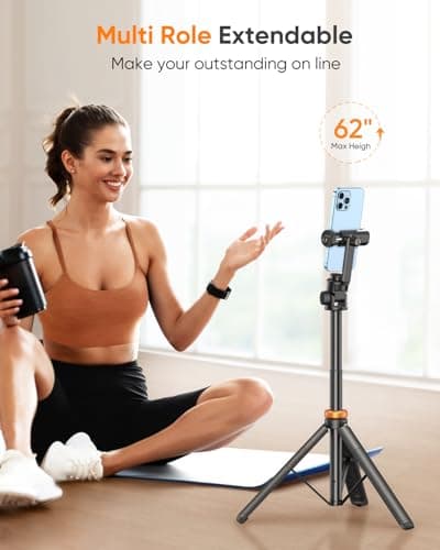 Eucos 62" Phone Tripod - Solidest Tripod for iPhone with Remote — view 3