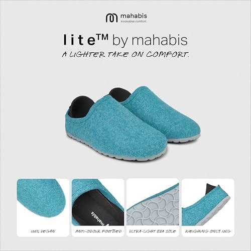 mahabis | Unisex Slippers | Lite Collection | Vegan | Ultra Lightweight | EVA Sole | Bold Colourful Design | Lining Free | Sky & Grey | Size 8.5-9 — view 2