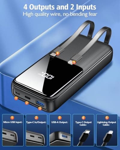 Power Bank Fast Charging, 26800mAh Portable Charger with Built-in Cables — view 3