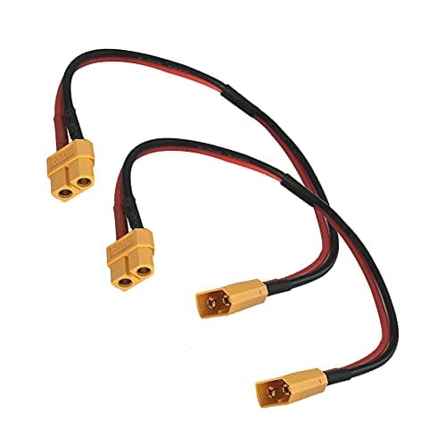 LINSYRC 2-Pack XT60 Connector Male to Female Plug Extension Cable Adapter with 30CM 14AWG Silicone Wire for RC Lipo Battery