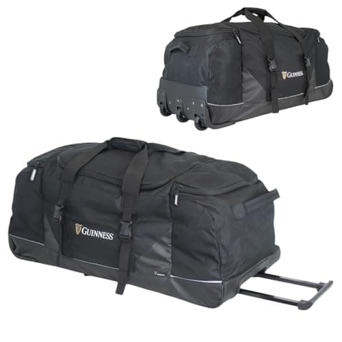 Guinness Extra-Large Wheeled Holdall 80cm – Travel Duffel Bag with 3 Wheels & Telescopic Handle | Spacious Luggage for Travel, Sports, Camping & Road Trips | Official Guinness Design