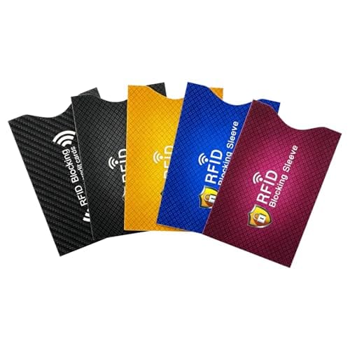 RFID Blocking Sleeves, [5 Pack 5 Color] [TÜV Certification] Anti-Theft Credit Card Protector RFID & NFC Contactless Card Security Holders Prevent Identity Theft for Credit, Debit Cards, Passport