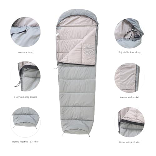 Nature Link Lightweight Mummy Sleeping Bag, Nylon Shell and Lining, Waterproof, Roomy Mummy Sleeping Bag, Great for 3-4 Season Outdoor Backpacking, Hiking, Camping, for Adults and Kids — view 3