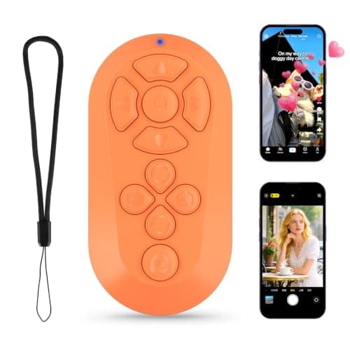 Wireless Camera Remote Control with Tripod Mount Adapter, TikTok Scrolling Remote for iPhone & Android, Bluetooth Clicker Phone Remote with Front/Rear Camera Switch for Photo and Video (Orange)