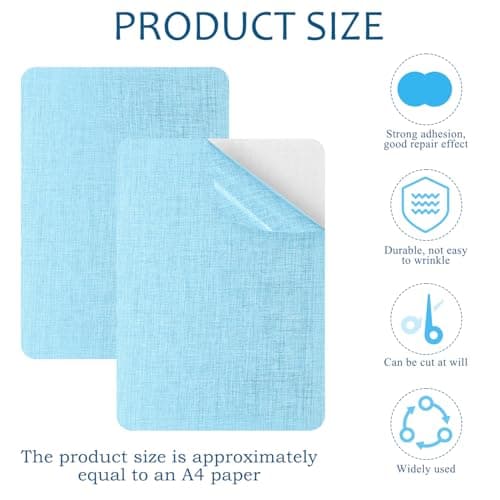 2 Pcs Fabric Repair Patch, Self-Adhesive Canvas Repair Patch 11x8 inch Waterproof Fabric Patches Linen Canvas Repair Kit for Sofas, Tents, Furniture, Awnings, Car Seats (Light Blue) — view 2