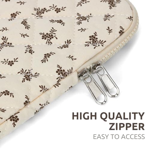 Puffy Laptop Sleeve 13 Inch Cute Floral Laptop Case Soft Quilted Computer Sleeve Protective Cover for MacBook, iPad, Notebook, Chromebook — view 6