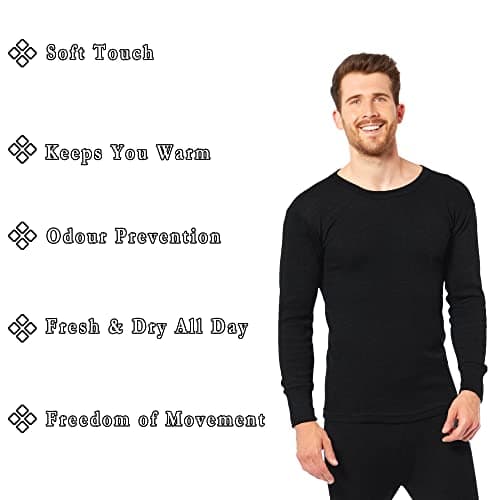 Heatwave® Pack of 2 Men's Thermal Long Sleeve Top, Warm Underwear Baselayer, S M L XL XXL Thermals, Large Black — view 6