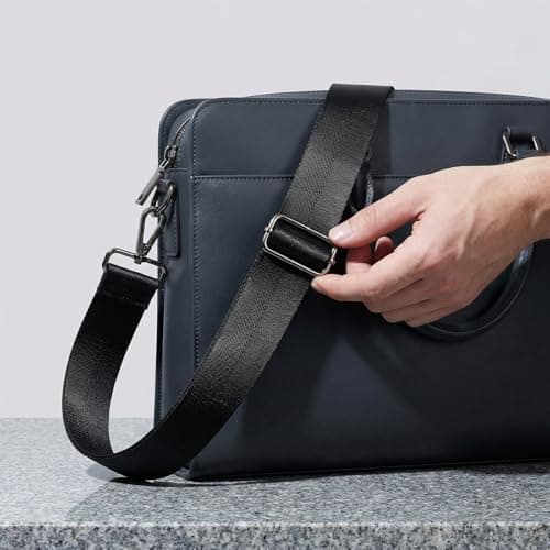 Anseom Universal Replacement Crossbody Bag Strap Changeable Shoulder Straps for Handbags Wide Purse Straps Adjustable Strap with Metal Swivel Hooks for Camera Duffle Laptop (Silver buckle) — view 5