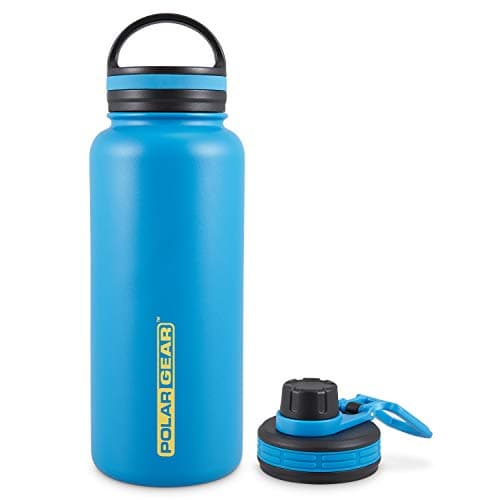 Polar Gear 1L Insulated Water Bottle - 2 Lids - Leakproof Stainless Steel