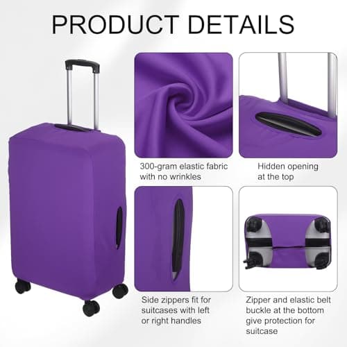 sourcing map Travel Luggage Cover, Washable Suitcase Covers for Luggage Anti-scratch Suitcase Protector Elastic Baggage Protective, Fits 29-32 Inch Suit Case, Purple Blue — view 3