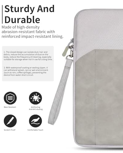 toergy Tablet Sleeve for Lenovo Yoga Tab Plus 12.7 inch, Fully Protective Case, Lightweight Portable Water-Resistant Carrying Bag, Grey — view 3