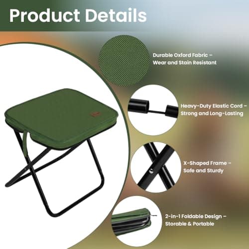 AOOSA Camping Stool, Portable Folding Stool, 32.5×26×31cm - Green — view 4