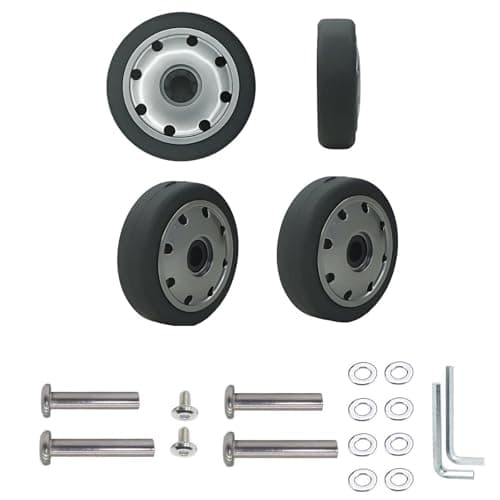 4Pcs Suitcase Replacement Wheels, 49mm x 14.5mm Double Luggage Wheels Rubber Swivel Caster for Trolley Roller Bearings Repair Kits