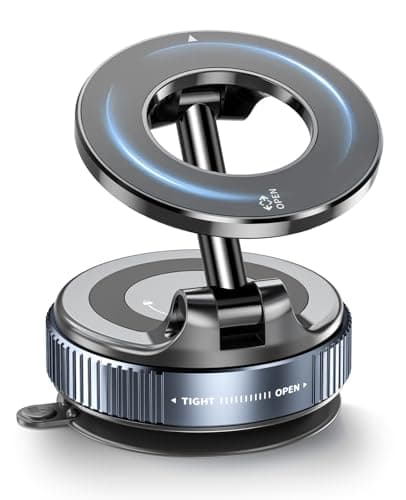 2026 Magnetic Suction Phone Mount for MagSafe, 360°Adjustable Magnetic Car Phone Holder, Foldable Suction Cup Car Phone Mount for Car/Gym/Mirror/Shower, Cell Phone Holder for iPhone 17 16 15 Black