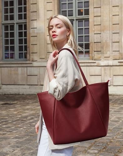 KALIDI Large Tote Bags Top Handle Handbags PU Leather with Zip for Women — view 3