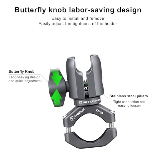 FANAUE Single Socket Arm with Handlebar Clamp Mount U-Bolt Base Compatible with RAM Mounts 1 Inch Ball Head and Bike Motorcycle Phone Holder, Can be Installed on 2.2-3.2 cm Diameter Rail Round Rod — view 6