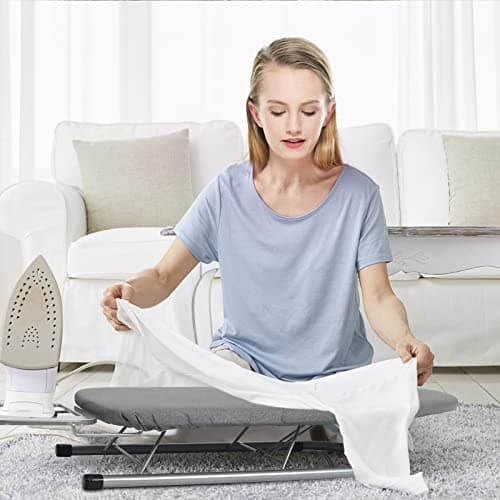 Rainberg Table top Ironing Board, Small-Foldable Design, Non-Slip Folding Legs, 100% Cotton Cover with Foam Layer, Steam Iron Rest, Lightweight, Space Limited Places, 76 x 30cm — view 6