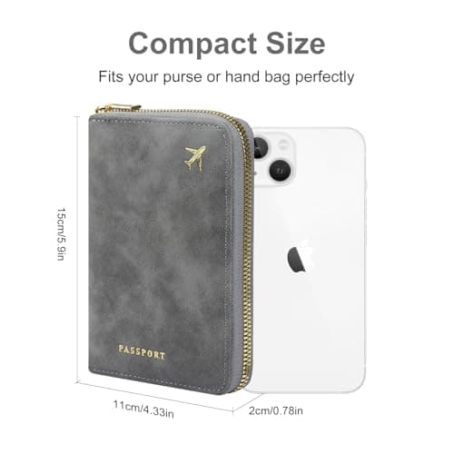 ILIYAH RFID Anti-Theft Passport Wallet Holder - Waterproof PU Leather Family Travel Document Organizer with Safe Zipper (Grey) — view 5