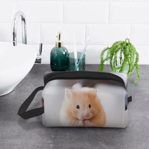 Large Travel Cosmetic Bag â€“ Reusable Maroon Hamster Print Dopp Kit for Toiletries, Portable Organizer for Men and Women, White, One Size — view 6