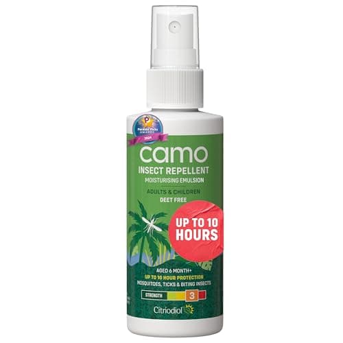 CAMO Insect Repellent Family Spray, Moisturising Lotion, 100ml - DEET Free, Safe on Skin, Repels Wide Range of Biting Insects, Clinically Proven Protection from Ticks & Dengue Carrying Mosquitoes