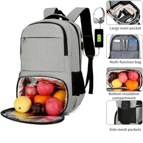 YYKSYDPT Laptop Lunch Backpack, Insulated Cooler Backpack for Men Women — view 3