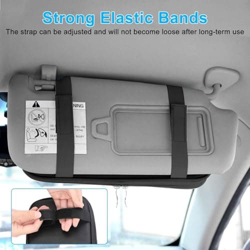 Linkstyle Car Sun Visor Organizer, Auto Interior Leather Storage Pocket Pouch, Sunglasses Holder for Car, Bag for Card License Registration Pen — view 5