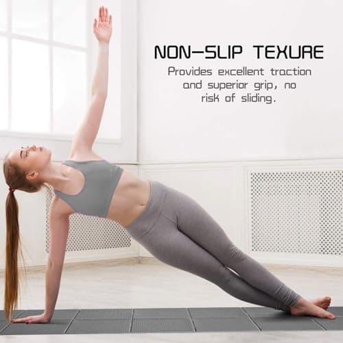 Avoalre Travel Yoga Mat Non Slip Foldable Portable Gym Mat Fitness Training Pilates Exercise Mat Workout for Women Men-Gray — view 5