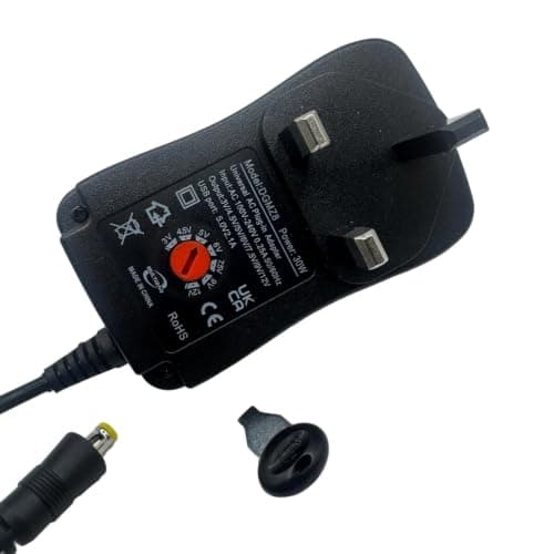 Multibao 30W Universal AC/DC Power Adapter, Adjustable 3V 4.5V 5V 6V 7.5V 9V 12V- 2000mA Max, with 8 Interchangeable Tips + 5V/2.1A USB Port | UKCA CE RoHS Certified — view 4