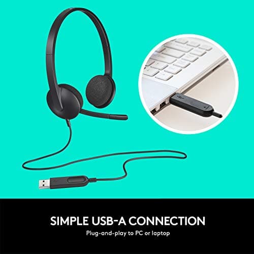 Logitech H340 Wired Headset, Stereo Headphones with Noise-Cancelling Microphone, USB, PC/Mac/Laptop - Black — view 3
