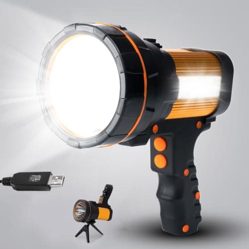 MAYTHANK High Powered LED Torch Super Bright USB C Rechargeable, Long Range 800YD,Big Battery 10000mh,Large Powerful Spotlight Flashlight Searchlight Handheld Heavy Duty Strong