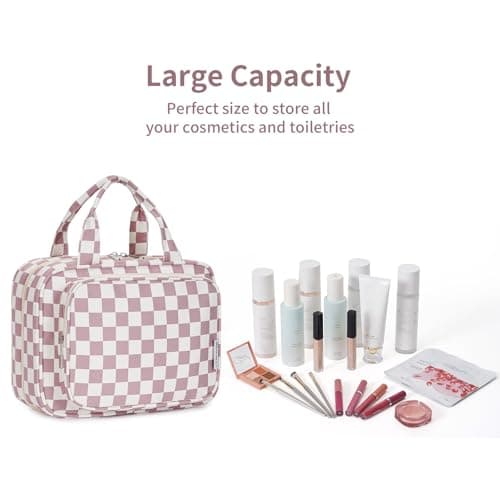 Narwey Checkered Hanging Travel Toiletry Bag for Women Toiletries Wash Bag — view 6